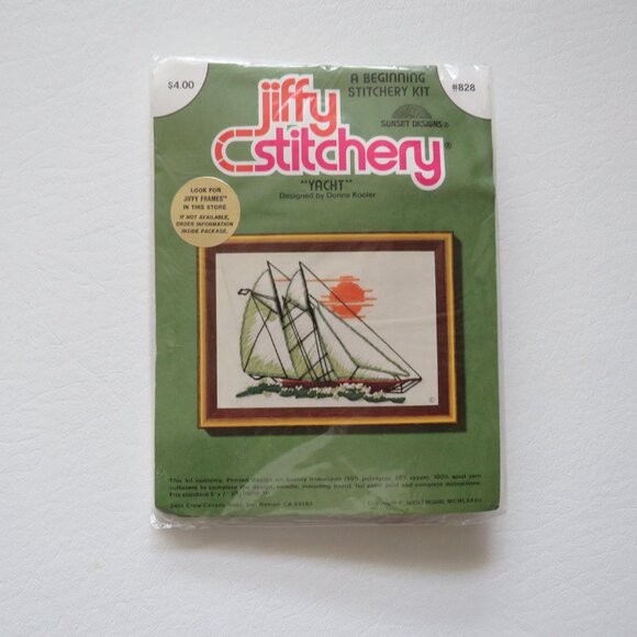 Jiffy Stitchery Clipper Schooner Yacht Ships Lot of 3 Needlepoint Vintage Kits - Picture 6 of 7